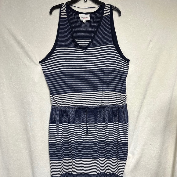 Two by Vince Camuto Women's Dress 3X Blue/White Striped Sleeveless Maxi Sheath - Picture 1 of 9